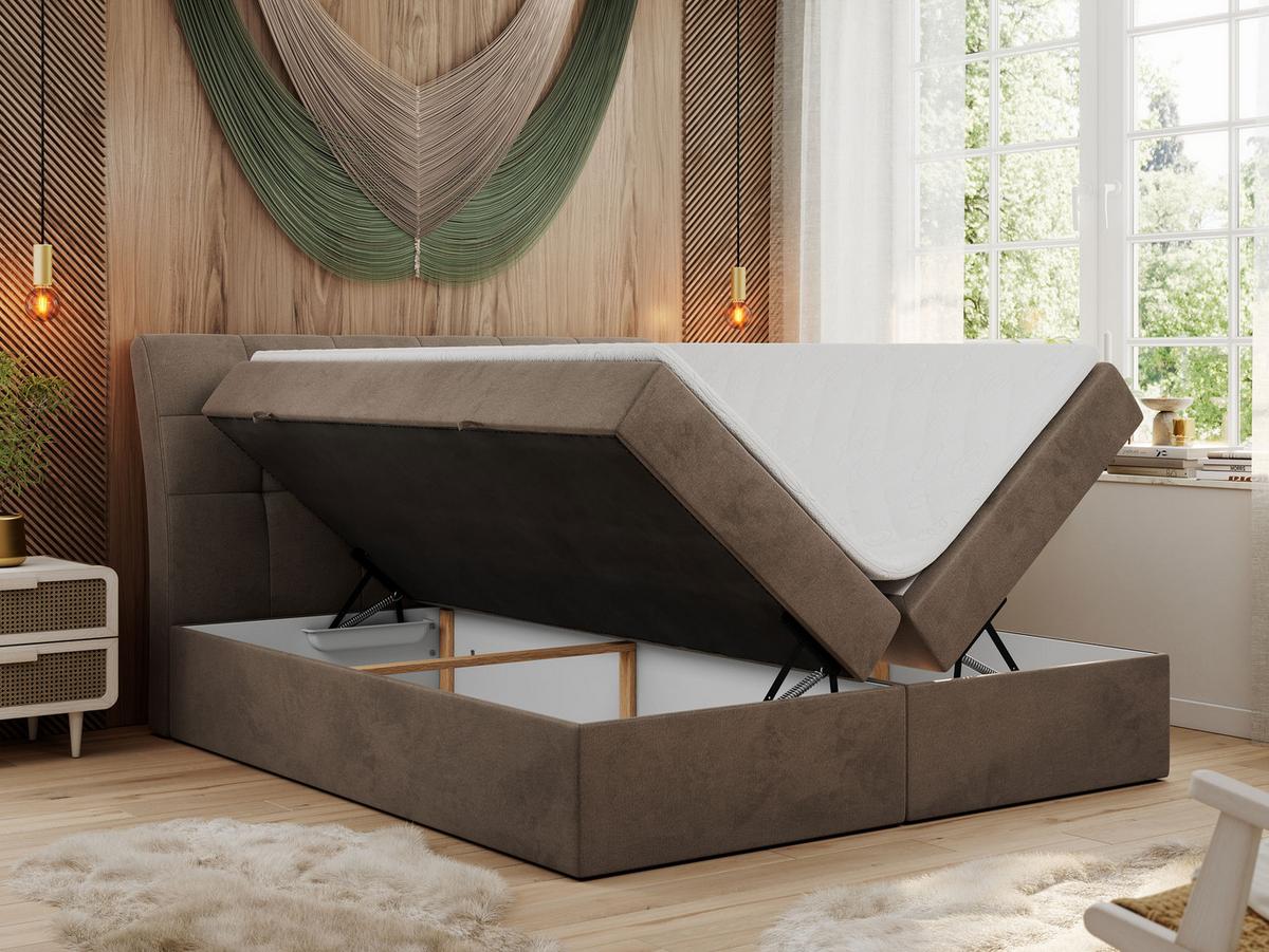 BOXBETT DIEGOS 180/200 Braun Velvet - H4 - Braun, Holz/Textil (180/200cm) - MKS