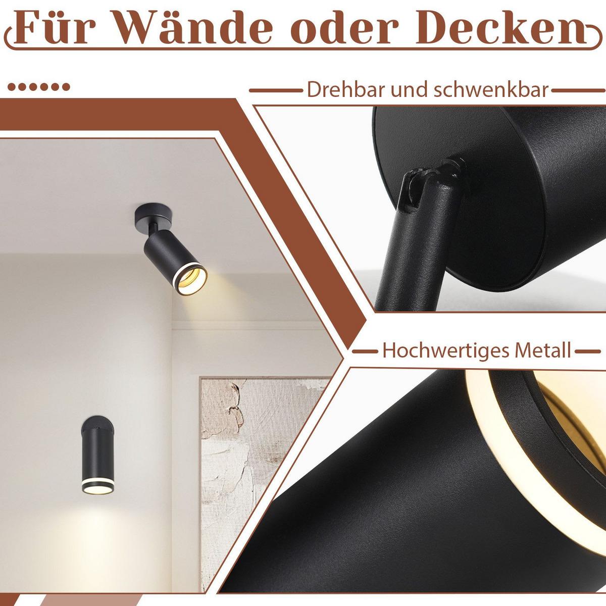 DECKENSTRAHLER Salzuflen 1-flammig 6/6/17 cm - Schwarz, Metall (6/6/17cm) - Nettlife