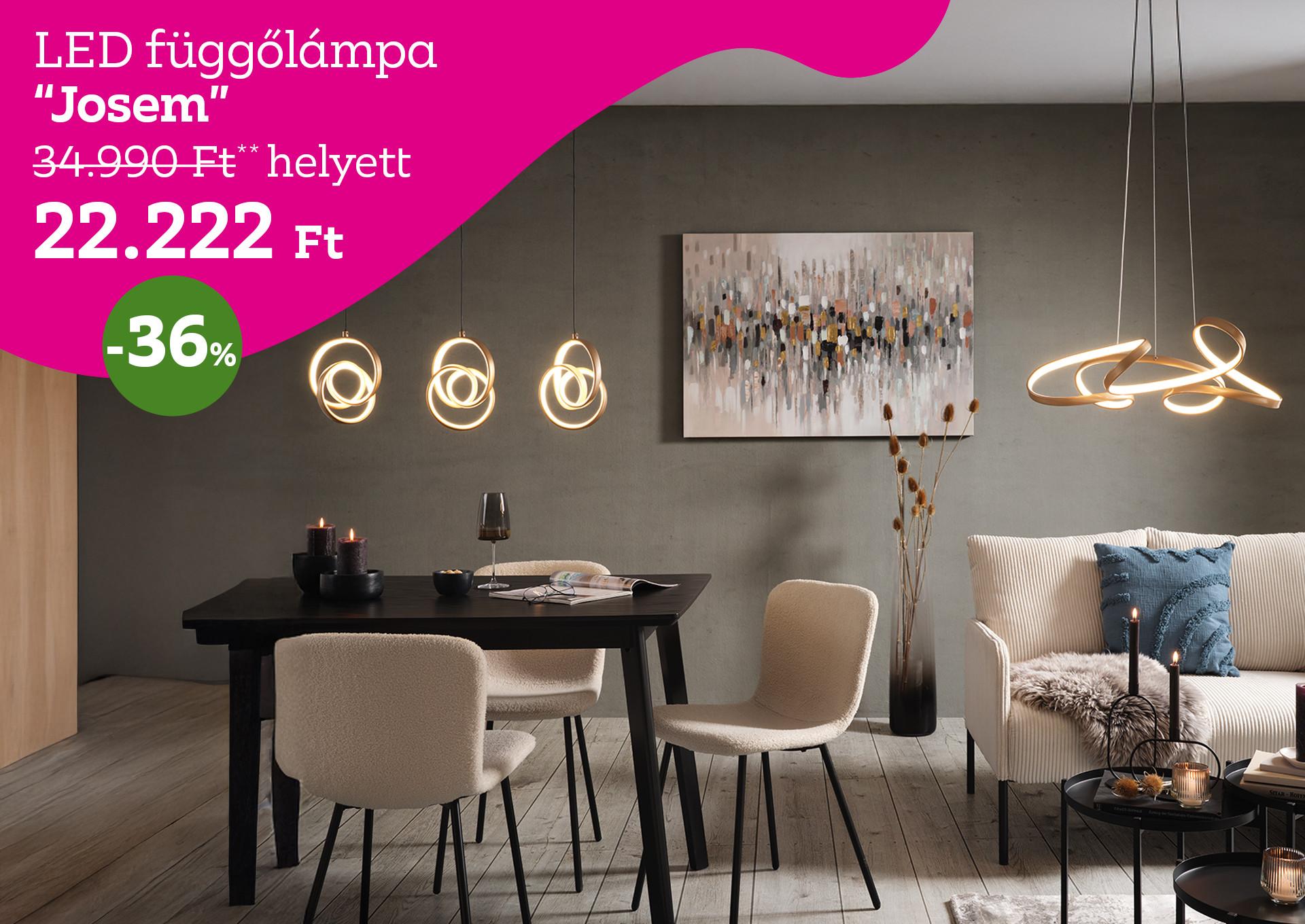 LED függőlámpa JOSEM 34990 Forint helyett 22222 Forint, kedvezmény mértéke 36%