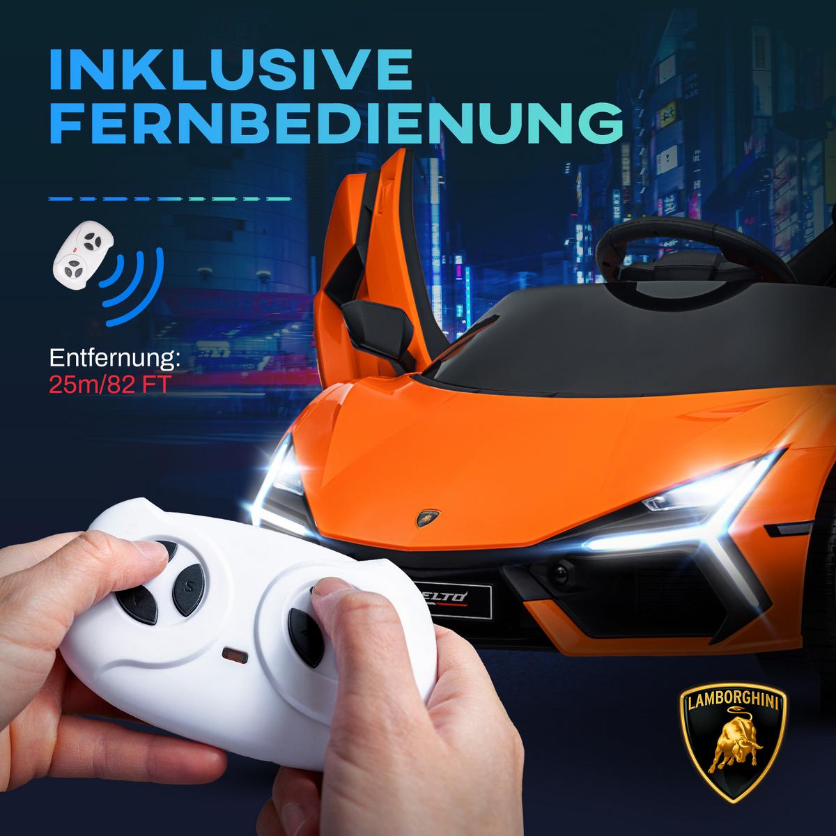 KINDER Elektroauto 12V Kinderauto mit 2,4G Fernbedienung, Musik, Orange - Orange, Metall (105/60/40cm) - AIYAPLAY