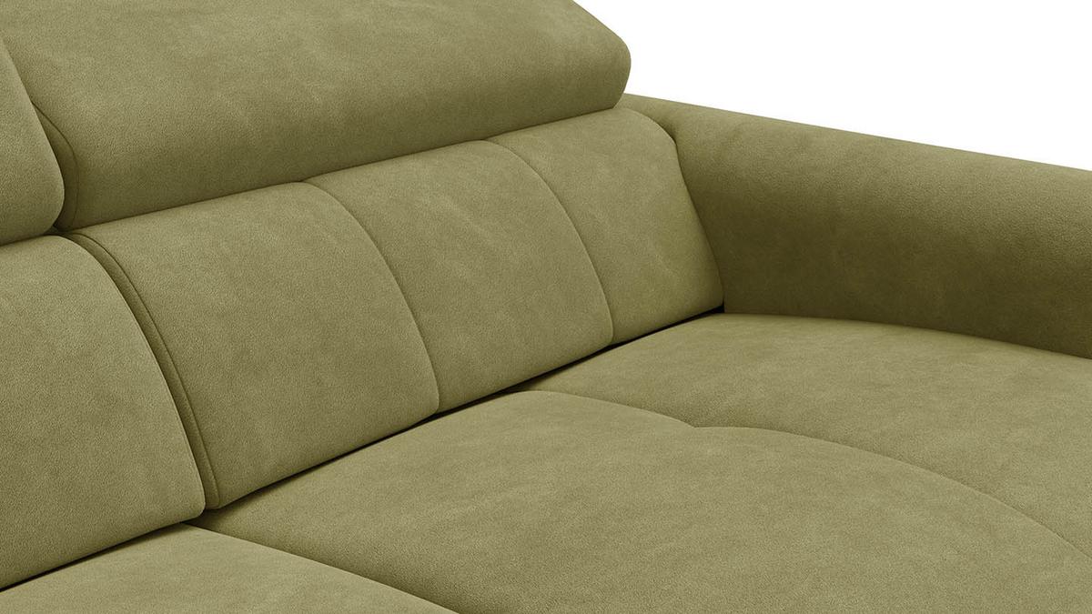 RELAXSOFA RODEN 3-Sitzer mit 2 Relax, olive, Veloursstoff - Grün, Holz/Textil (194/82/103cm) - Wozimo