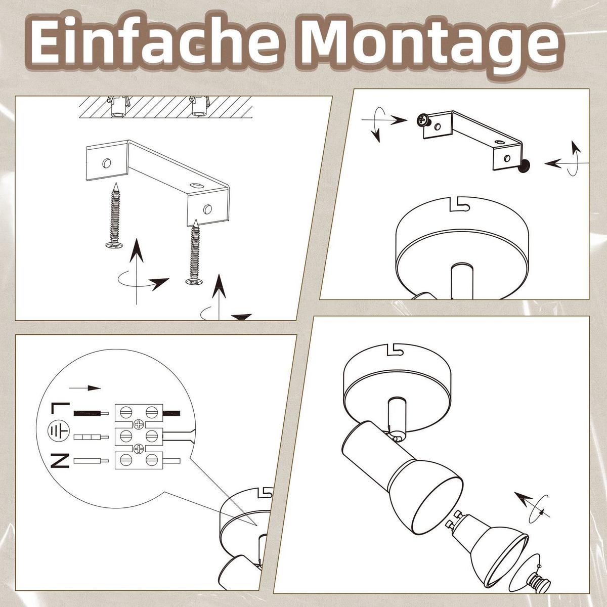DECKENSTRAHLER Letcher 1-flammig 13.5/8/9cm - Weiß, Metall (13.5/8/9cm) - Nettlife