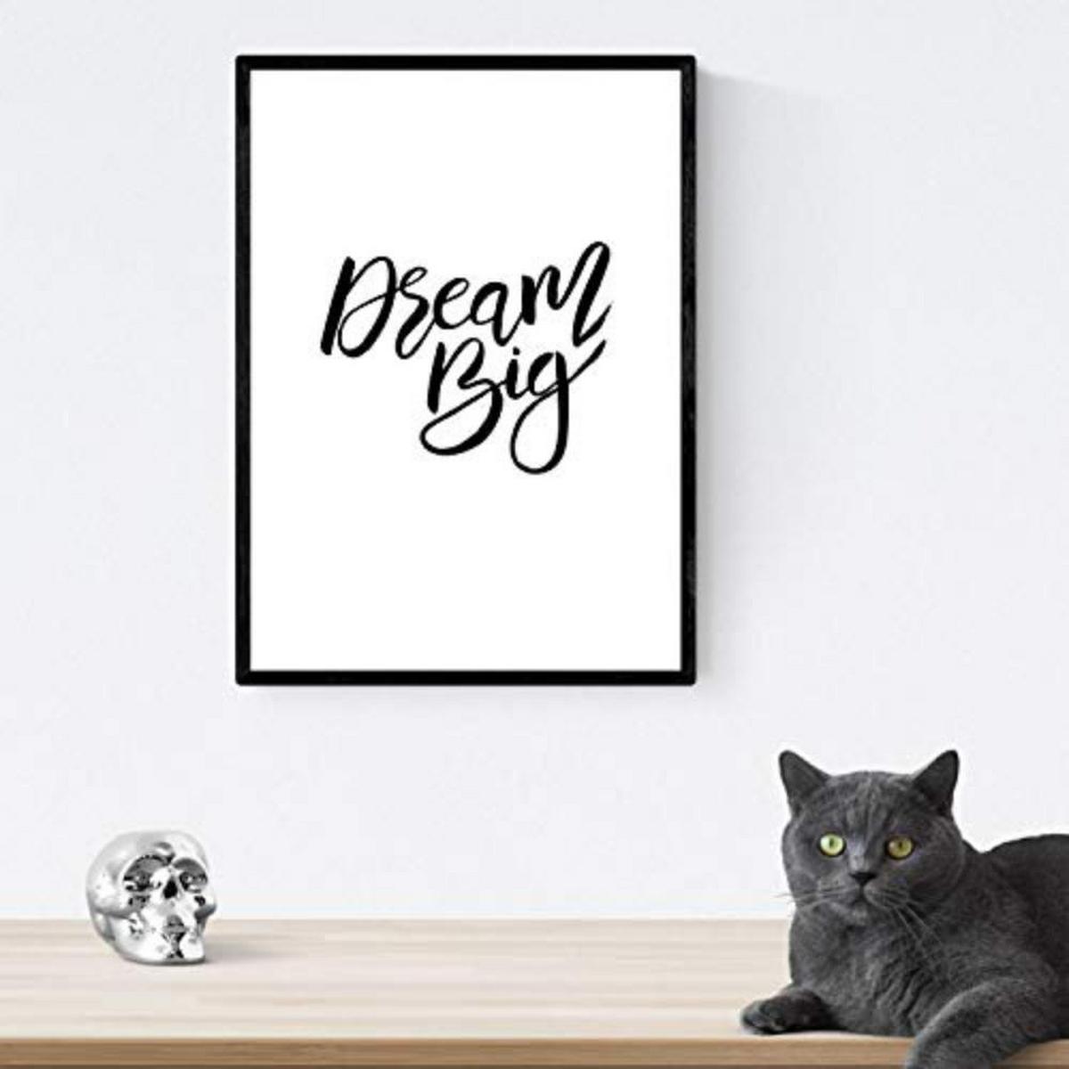 POSTER Set mit 4 glücklich und bunt Dream Big A3 Rahmenlos - Klar, Papier (29.7/3cm) - Nacnic