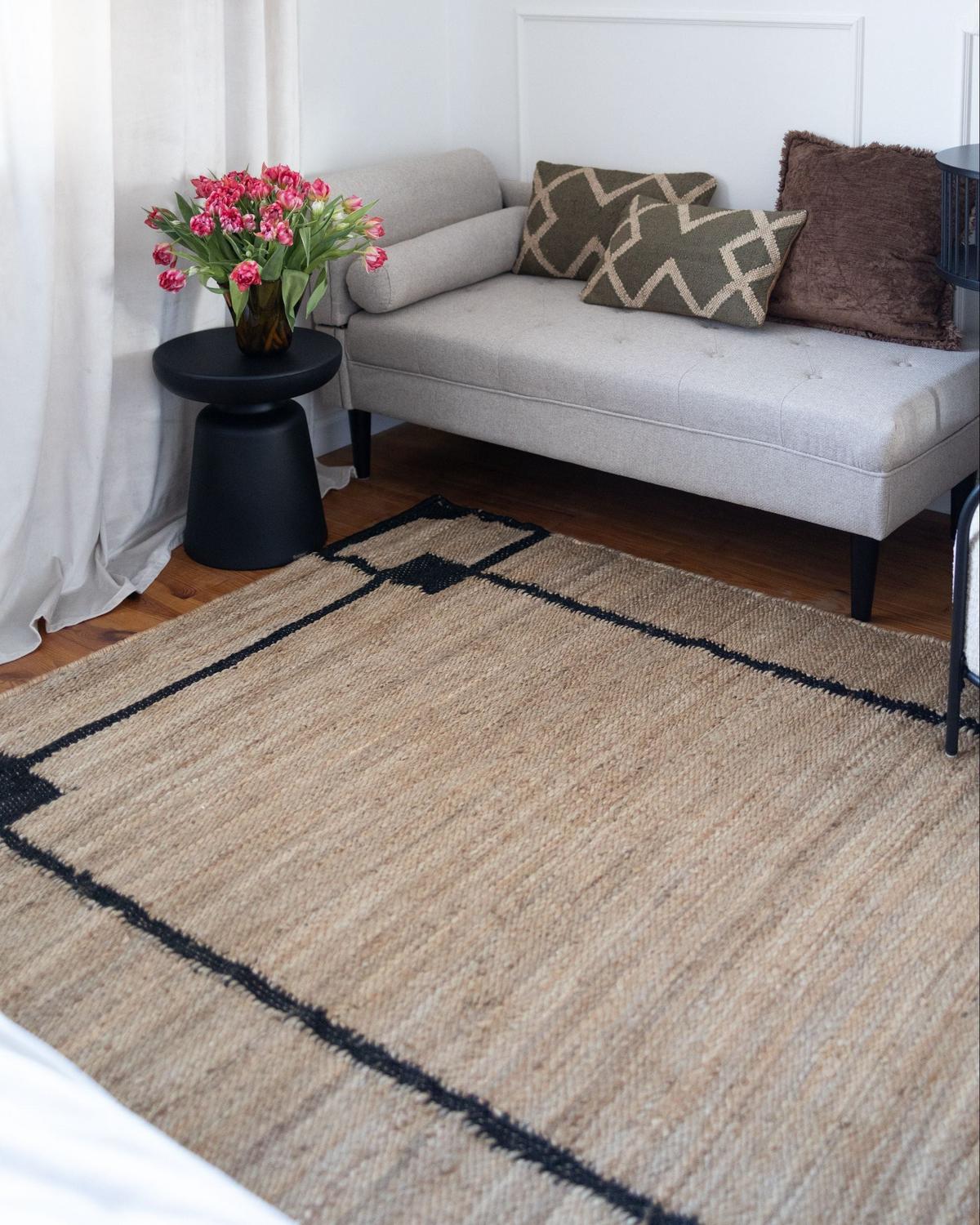 TEPPICH Schwarz/Beige 160/230 cm Jute Gondia - Beige, Textil (160/230cm) - Beliani