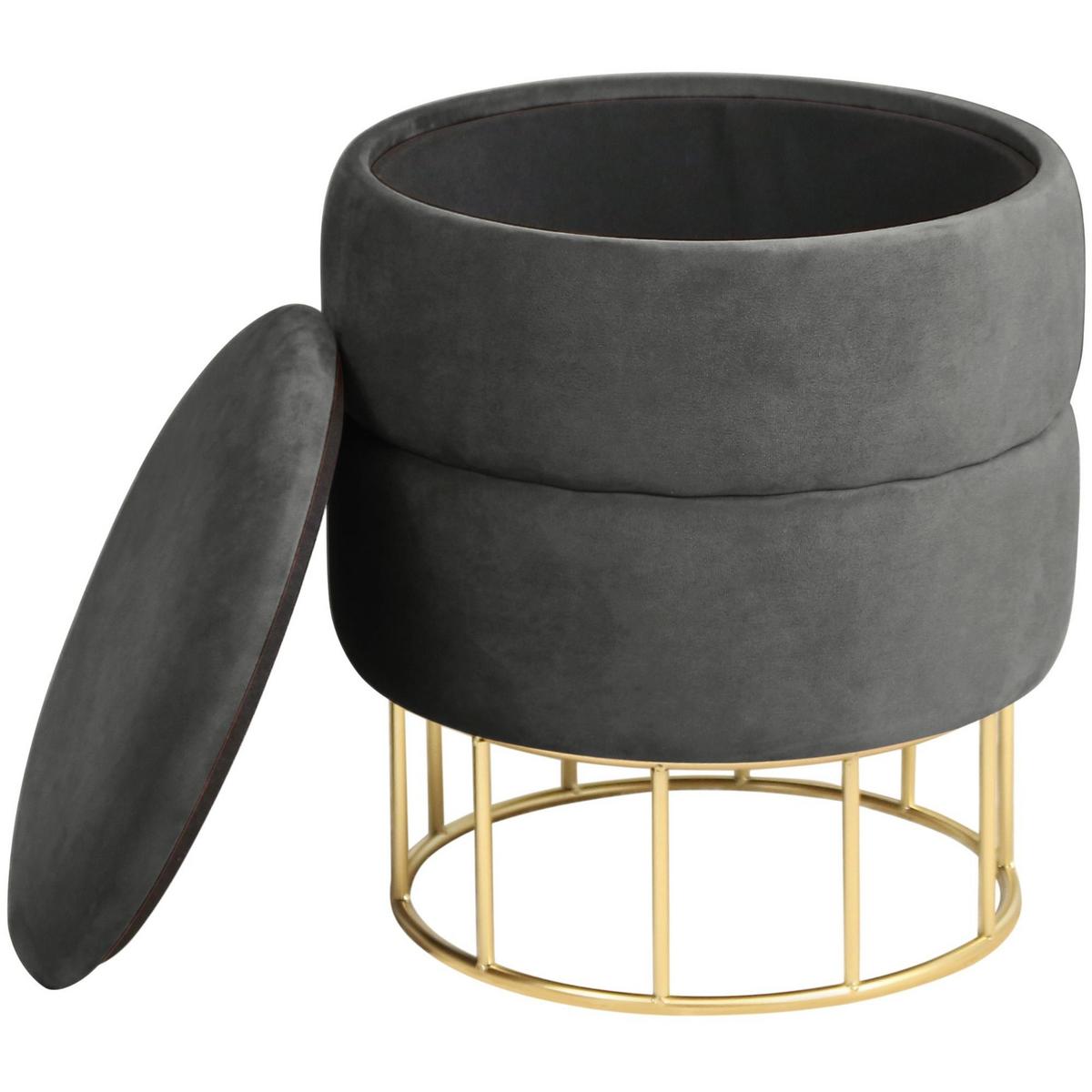 SITZHOCKER mit Stauraum, Polsterhocker Grau 37/42/37 - Grau, Textil (37/42/37cm) - RAUMHIRSCH FURNITURE