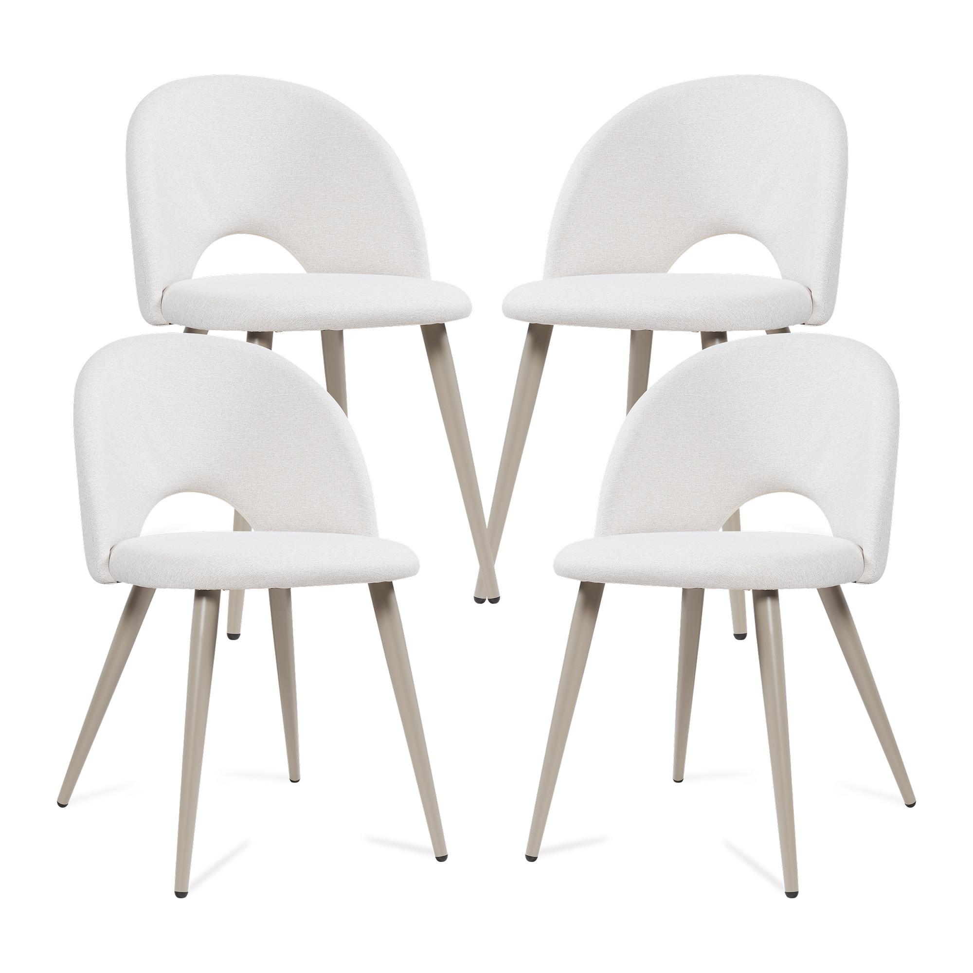 ESSZIMMERSTUHL-SET 4 TLG. Karijoki - Beige, Textil/Metall (50/77/55cm) - [en.casa]