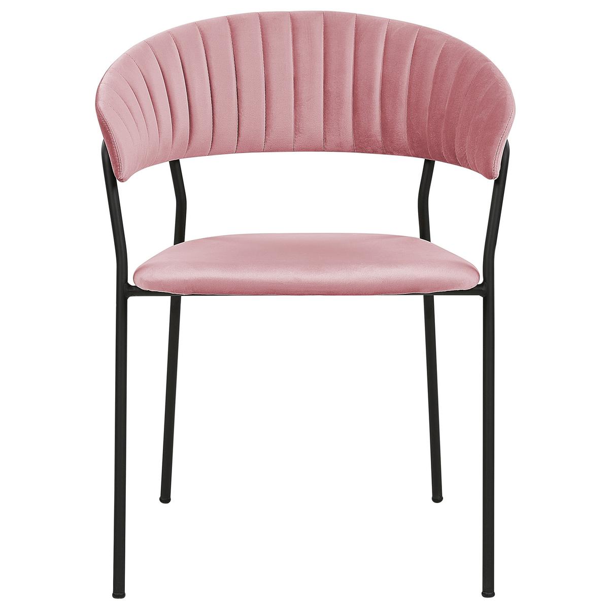 ESSZIMMERSTUHL 2er-Set Samtstoff Rosa Mariposa - Pink, Textil/Metall (55/78/55cm) - Beliani