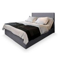 BOXBETT MILARA 200x200 cm mit Matratze und Topper, H2+H3 - Grau - Grau, Holz (200/200cm) - MASSENO