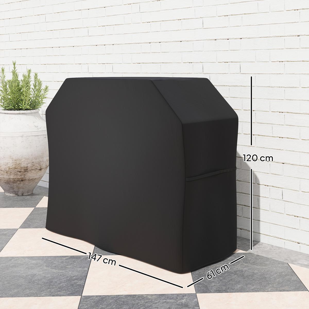 GRILLABDECKUNG Polyester Schwarz - Schwarz, Textil (61/120/147cm) - Outsunny