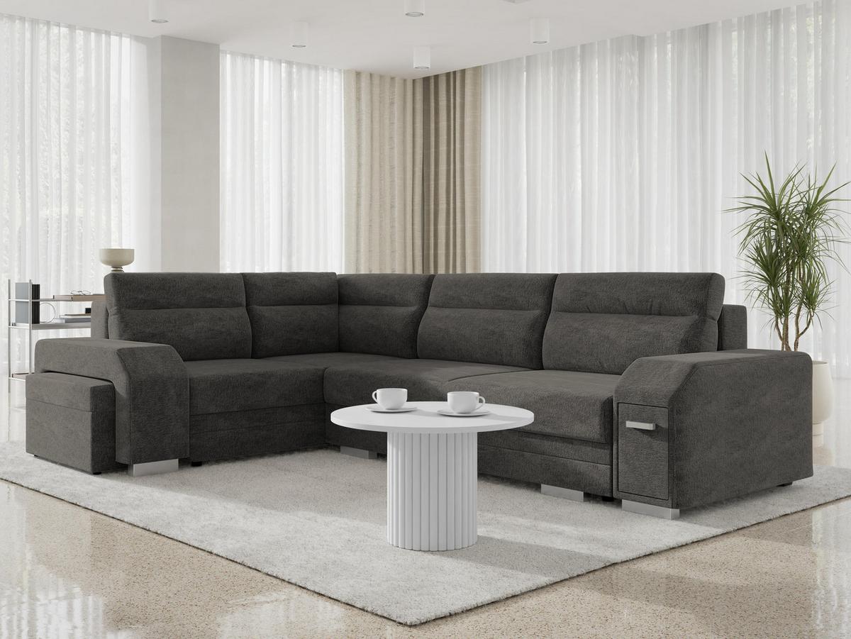 ECKSOFA Alvares, Seite: Links - Dunkelgrau, Holz/Kunststoff (305/205cm) - MIRJAN24