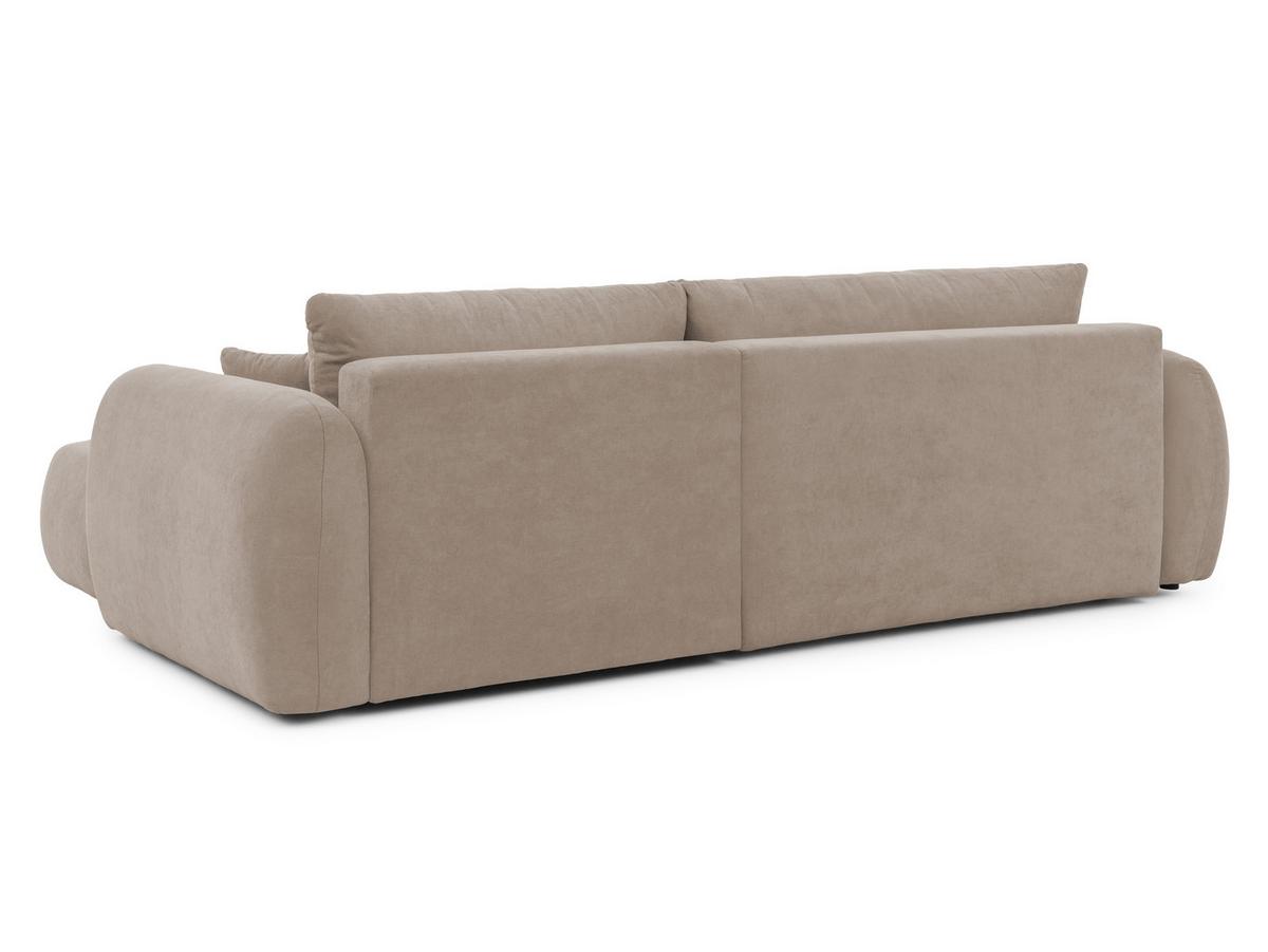 ECKSOFA Loretto aus natürlichem Greige Webstoff mit Schlaffunktion, Bettkasten und tiefen Steppungen in Bubble-Optik - Greige/Schwarz, Holz/Kunststoff (275/180cm) - S-Style