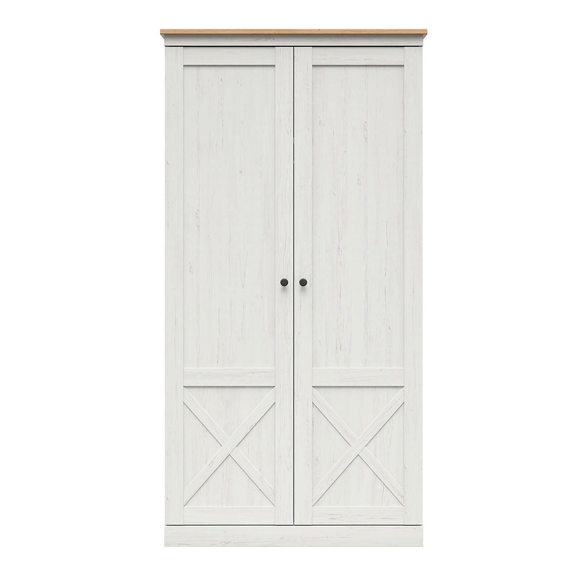 KLEIDERSCHRANK 2 Türen Victoria Weiß und Holz - Weiß, Holzwerkstoff (103/201/58cm) - Petits-meubles