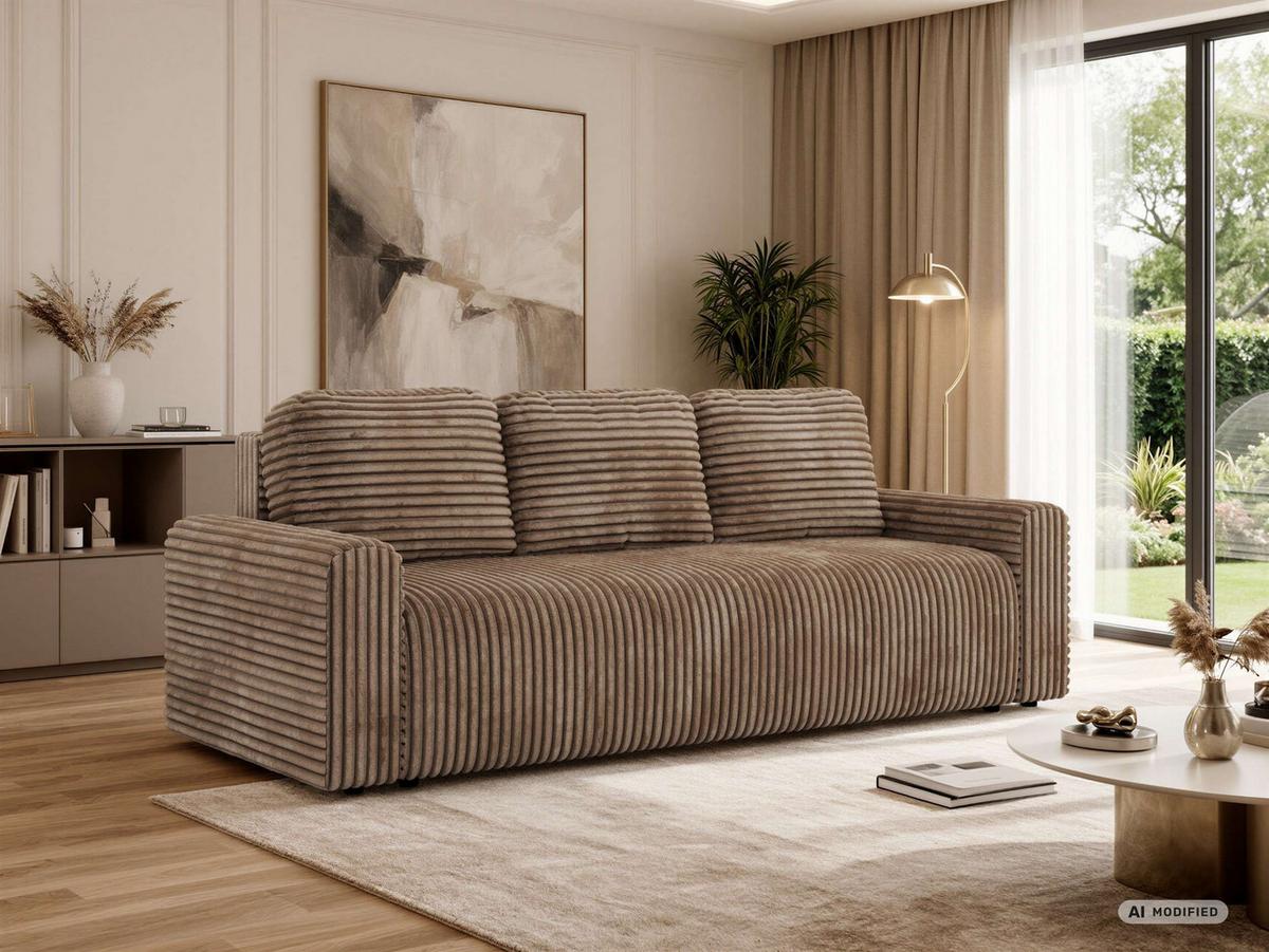 3-SITZER-SOFA NESSARO - Braun Cord - Schwarz/Braun, Kunststoff/Textil (243/92/90cm) - MKS