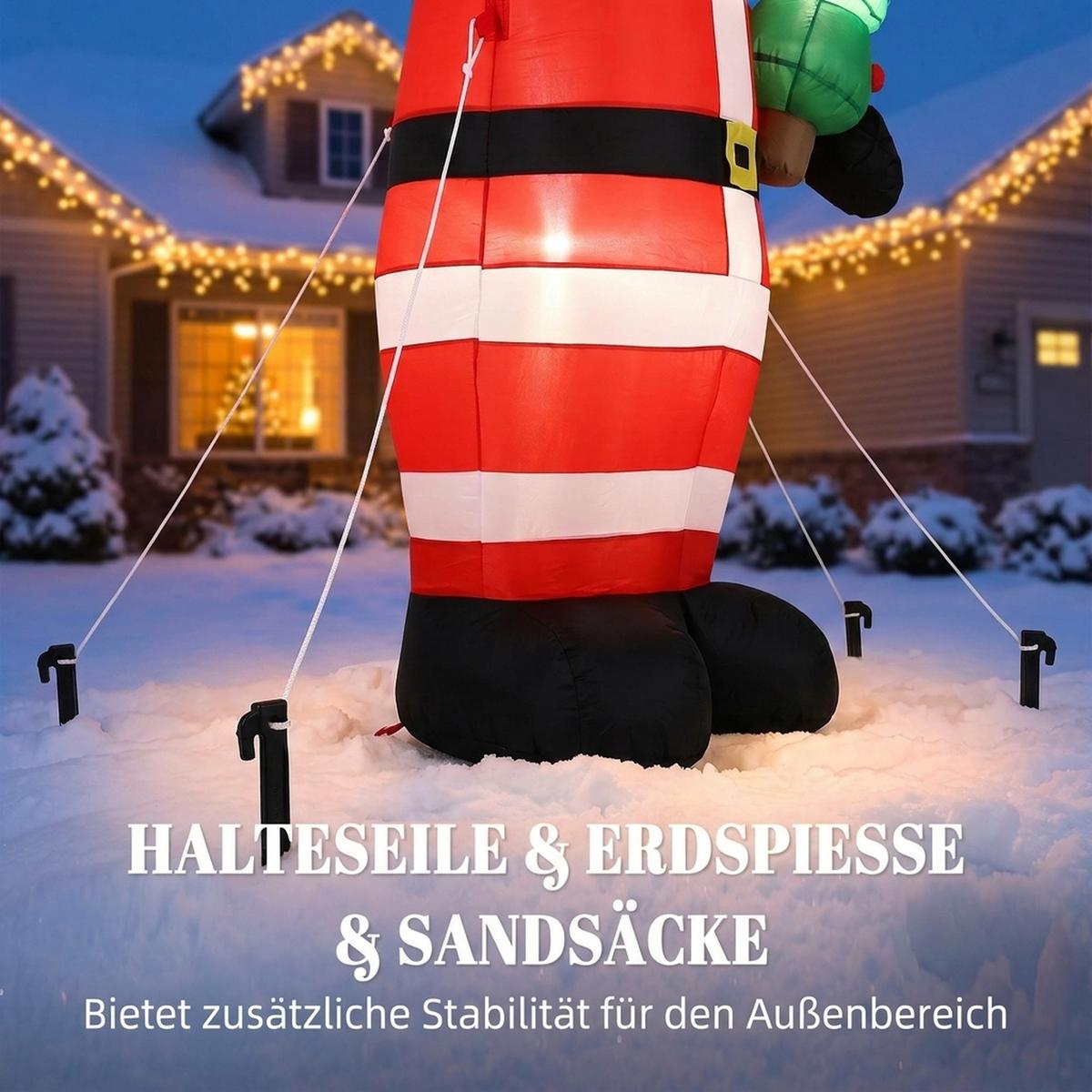 AUFBLASBARER-WEIHNACHTSMANN Polyester Rot - Rot, Textil (78/243/150cm) - Outsunny