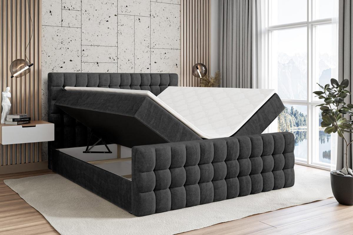 BOXBETT VIONE-Z - 180 x 200 - H3 - Schwarz - Schwarz, Holzwerkstoff (180/200cm) - ALTDECOR