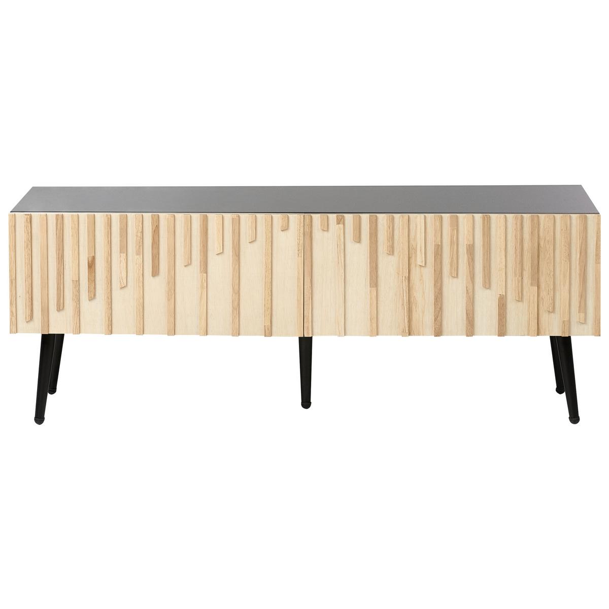 TV-MÖBEL Heller Holzfarbton/Schwarz Dalcross - Hellbraun/Schwarz, Holzwerkstoff (120/45/36cm) - Beliani