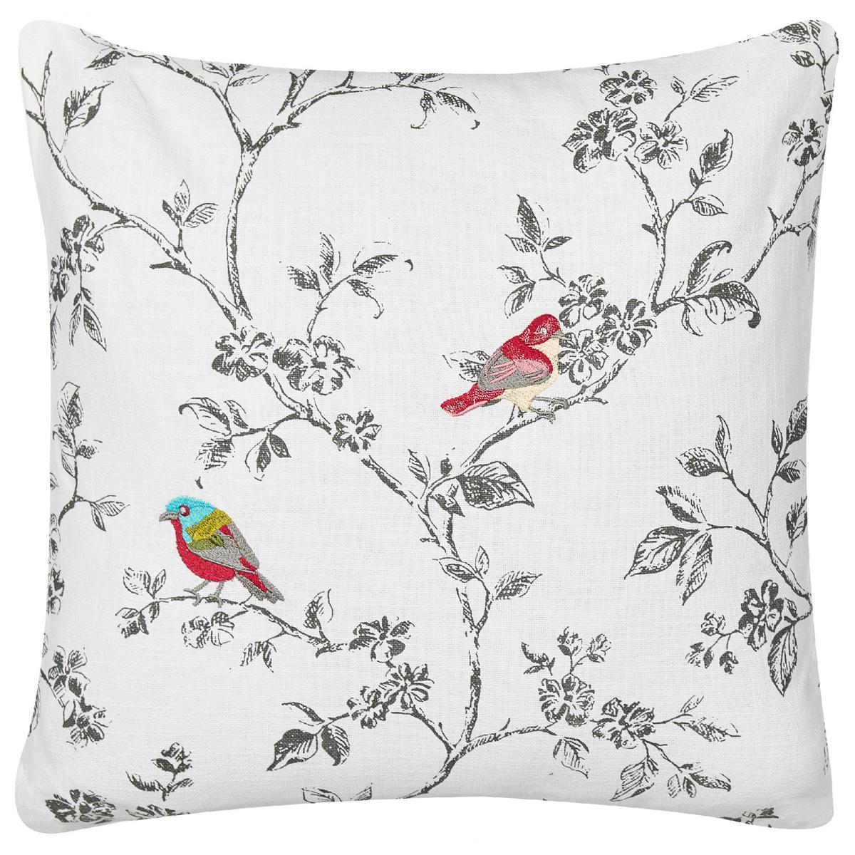 DEKOKISSEN Weiß 45/45 cm Dillenia - Multicolor/Grau, Textil (45/45/6cm) - Beliani