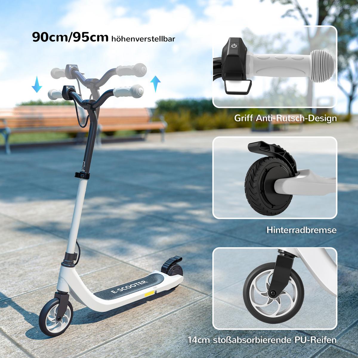 E-SCOOTER höhenverstellbarer Elektroroller bis 50kg ab 6 Jahren - Schwarz, Metall (95cm) - HOMCOM