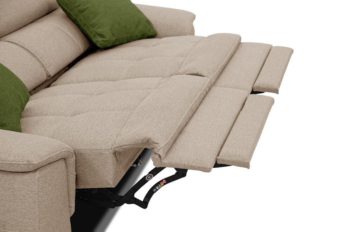 SOFA PLAUEN 3-Sitzer mit 2 Relaxfunktionen, beige - Beige/Silberfarben, Holzwerkstoff/Textil (214/83/105cm) - Wozimo