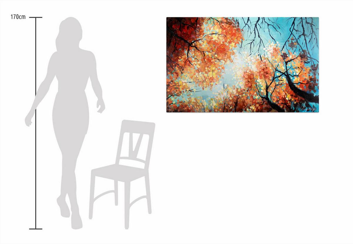 ÖLGEMÄLDE 120/75 cm - Blau/Orange, Holz/Textil (120/75cm) - KUNSTLOFT