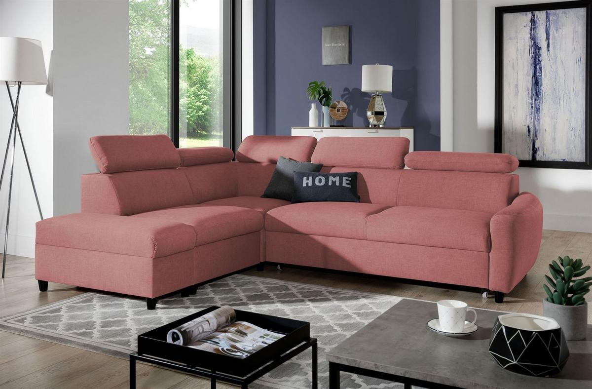 ECKSOFA Schlafsofa Anton In Esito - Rosa, Holzwerkstoff/Textil (205/265cm) - Fun Möbel