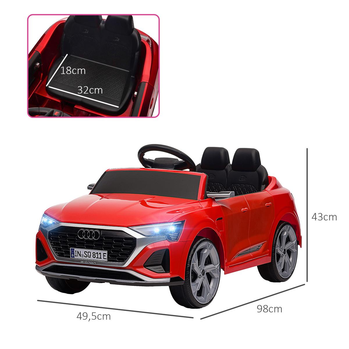 KINDER-ELEKTROAUTO, mit Fernbedienung, MP3 Musik & Hupe - Rot, Kunststoff (98/49.5/43cm) - AIYAPLAY