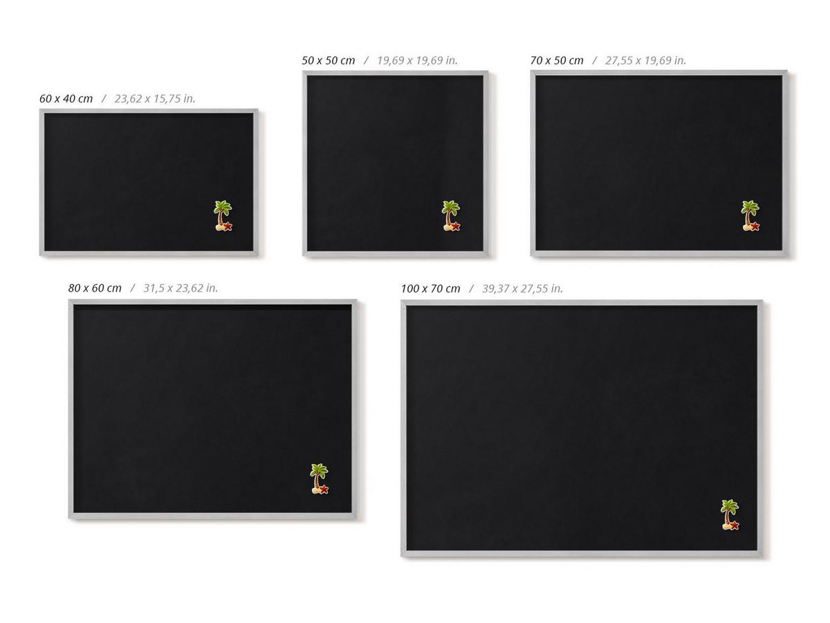 MAGNETTAFEL 50x50 cm Silberner Rahmen Farbe Schwarz - Schwarz Hochglanz, Metall (50/50/0.4cm) - TULUP