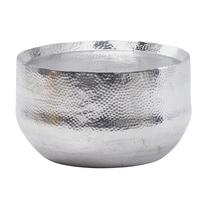 COUCHTISCH Orientalisch mit Hammerschlag-Struktur aus Aluminium und hohler Bauweise, Silber 60x60x35 cm - Silberfarben, Metall (60/60/35cm) - KADIMA DESIGN