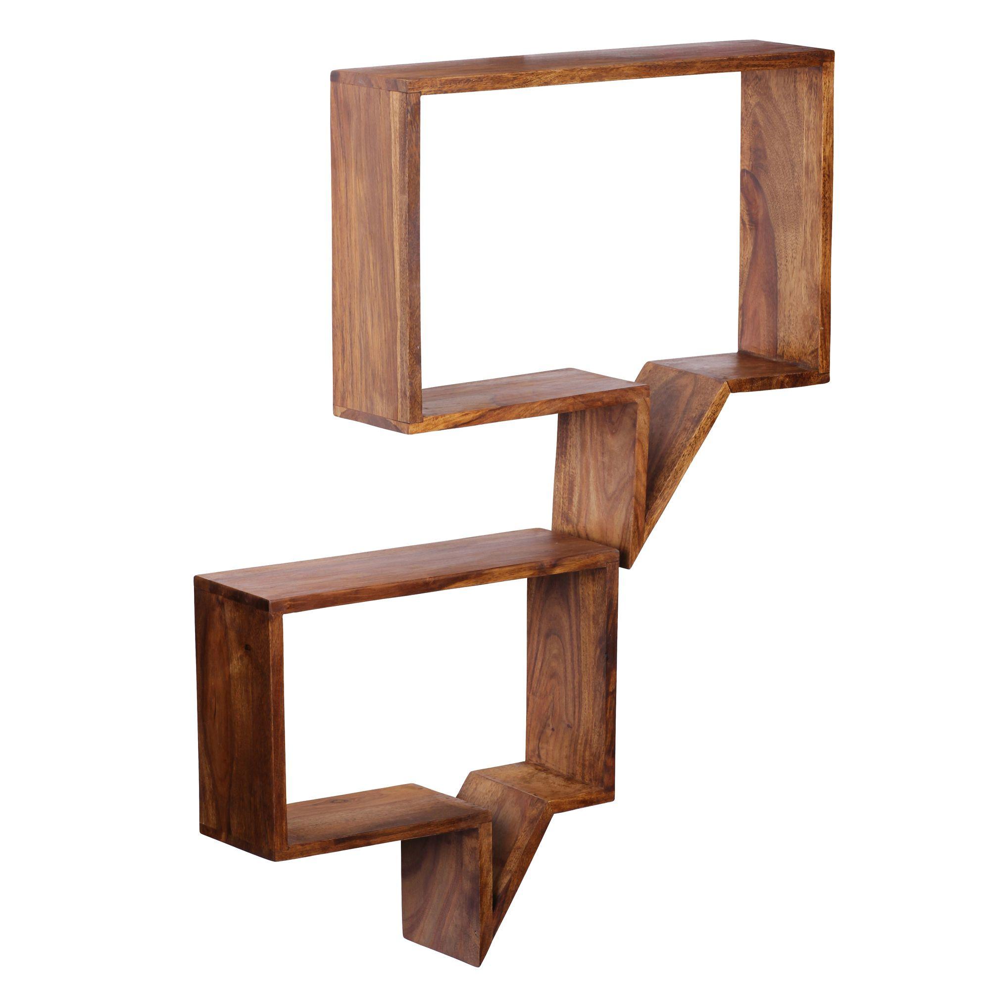 WANDREGAL Set MUMBAI Massivholz Hängend Landhausstil, Dunkelbraun 50x13x49 cm - Braun, Holz (50/49/13cm) - KADIMA DESIGN