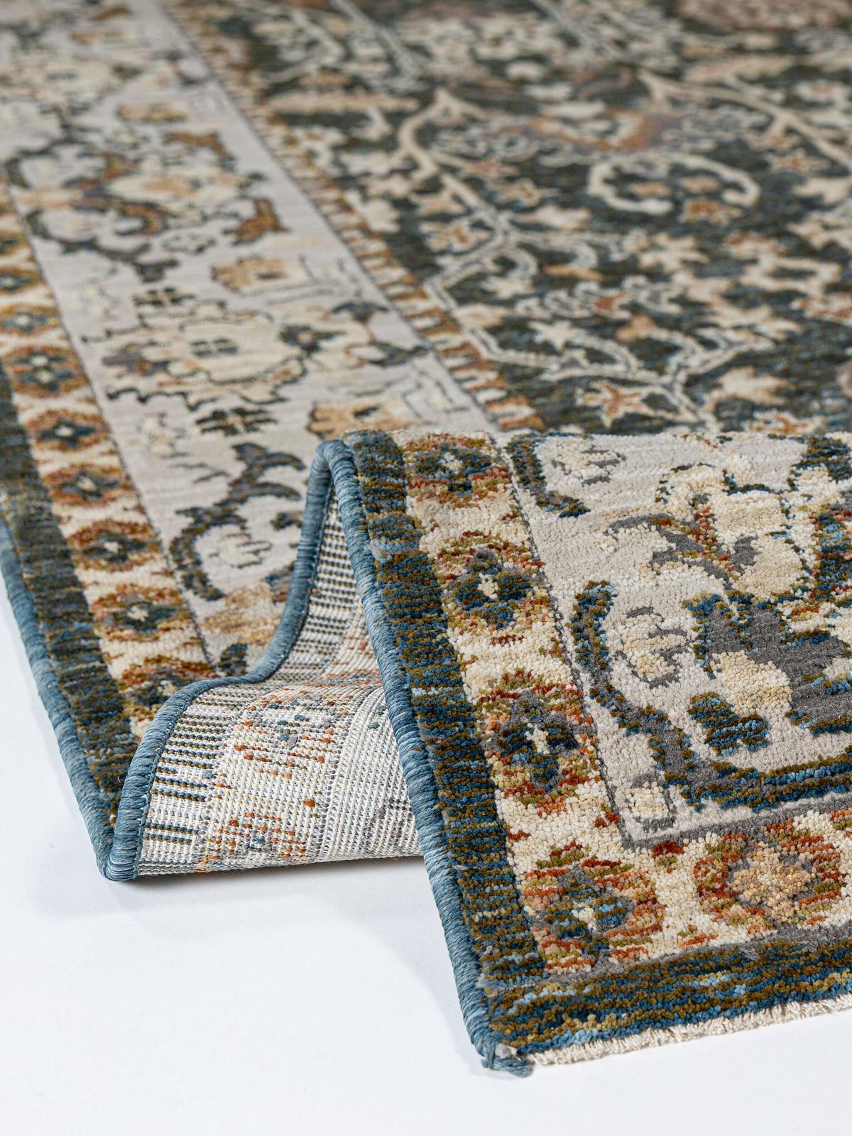 TEPPICH Struktur TRURO, in Erdtöne-Grün, Blumenmuster, 160 x 230 cm - Grün, Textil (160/230cm) - KADIMA DESIGN