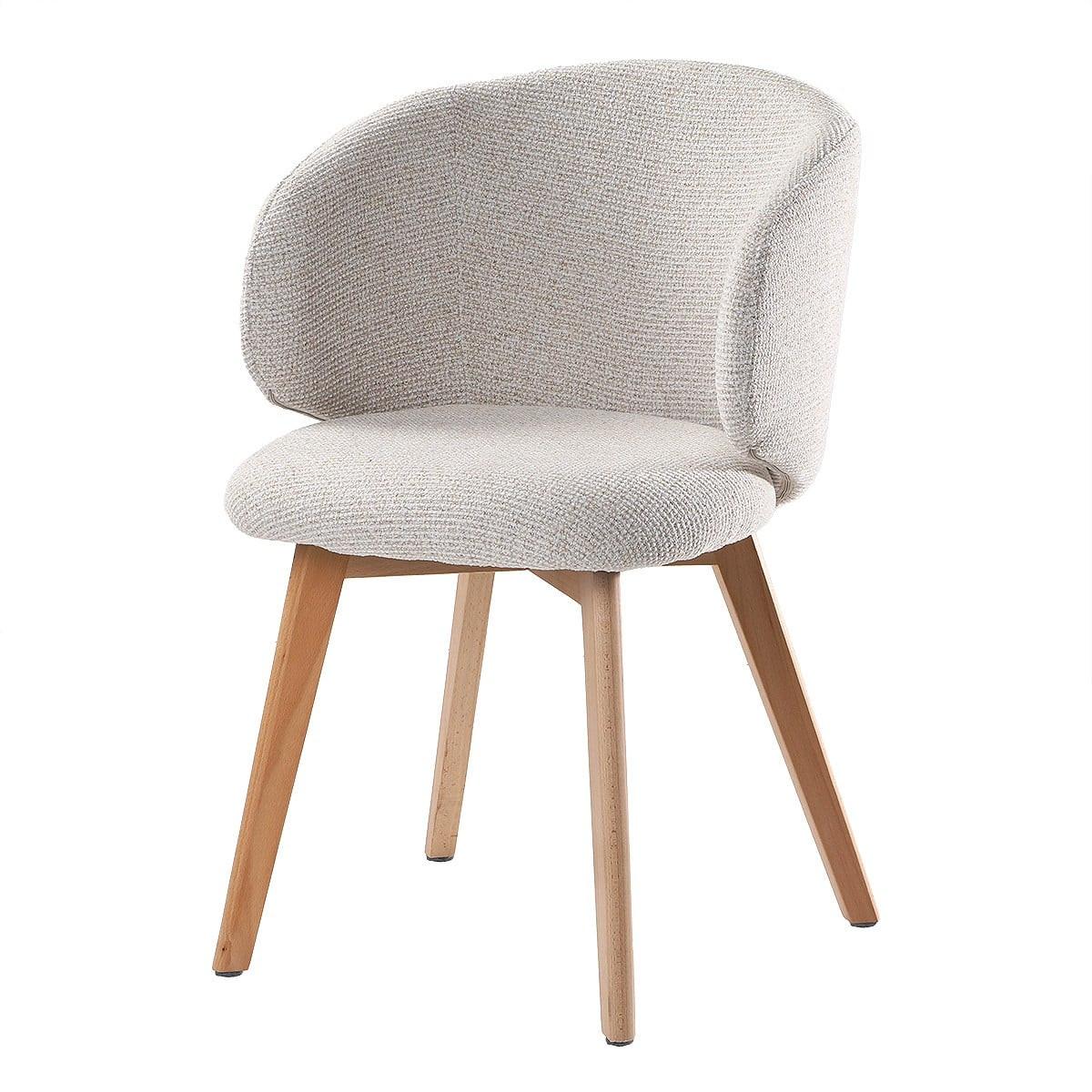 STÜHLE 2er?Set aus stoff und massive Holzfüße 60/55/79 cm - Beige, Textil (55/79/63.5cm) - Calicosy