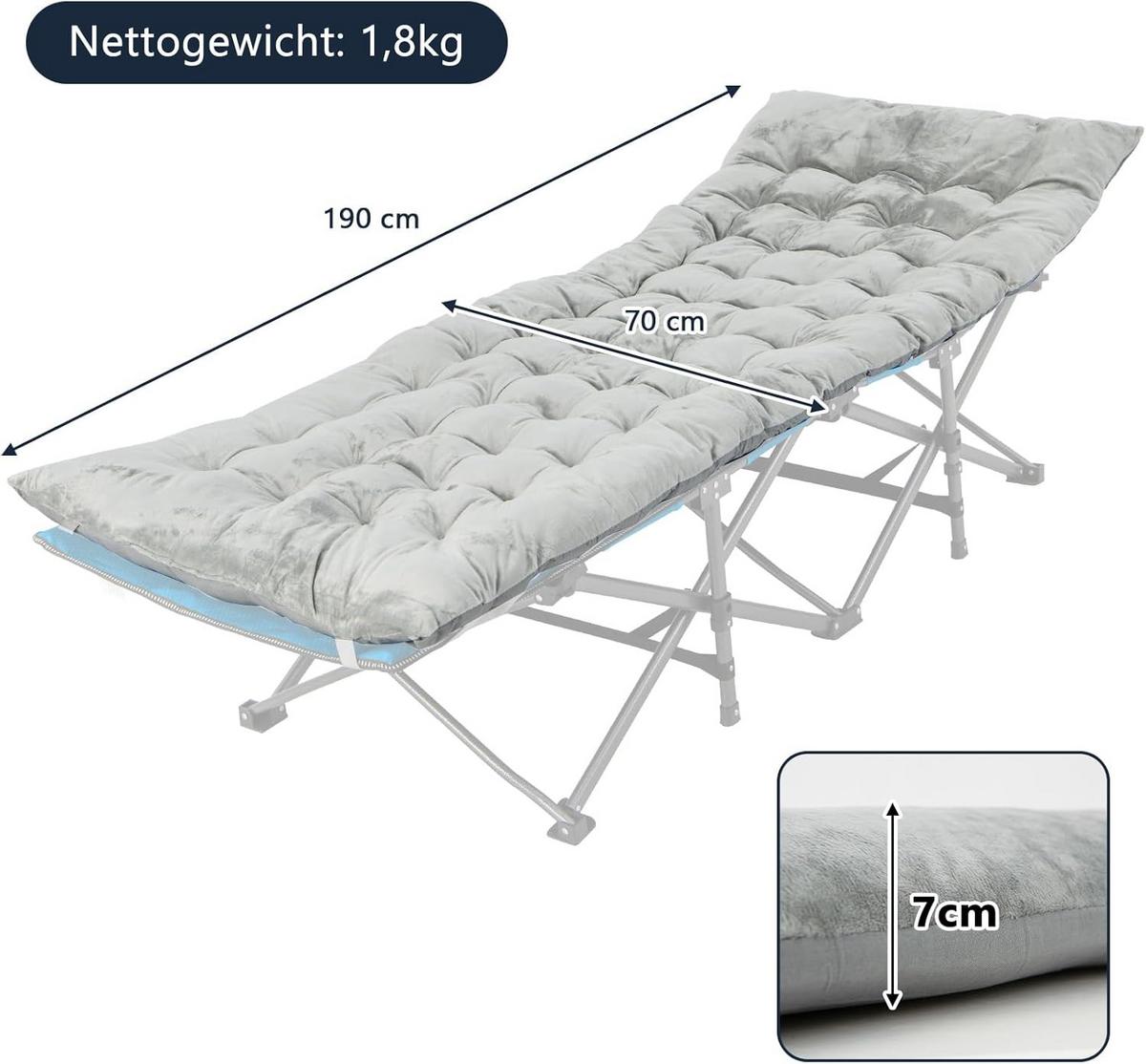BAUMWOLLE Auflage Grau - Grau, Textil - COSTWAY