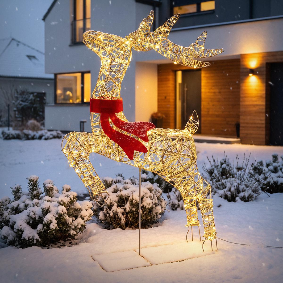LED RENTIER WEIHNACHSDEKO 720 LED Warmweiß 91 cm Weihnachtsbeleuchtung mit Timer & Blinkfunktion - Goldfarben, Kunststoff/Metall (59/91/18cm) - ECD-Germany