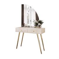 SCHMINKTISCH SIENNA-QS KASCHMIR mit LED-Spiegel Goldgriff - Ecru, Holzwerkstoff (100/81/42cm) - Lookway