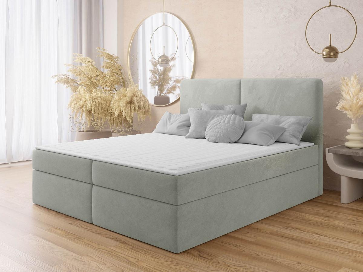 BOXBETT Claire - H3 - Hellgrau/Schwarz, Holz/Kunststoff (160/200cm) - MIRJAN24