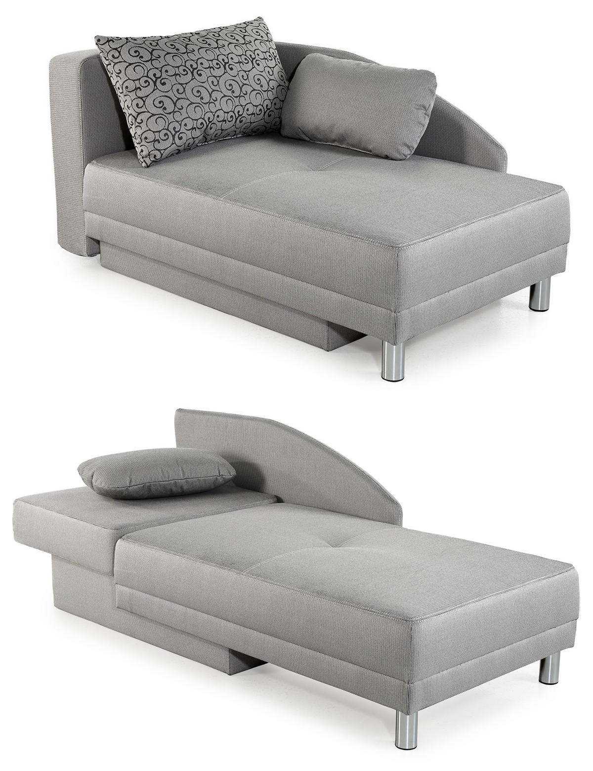 RÉCAMIERE-SCHLAFSOFA mit Bettkasten, Federkern, seitenverkehrt montierbar B149/T90/H80 cm, Liegefläche 200x84 cm, Webstoff Hellgrau / 15122 - Chromfarben/Hellgrau, Textil/Metall (149/80/90cm) - luma-home