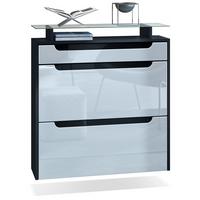SCHUHSCHRANK Annie Weiß Hochglanz / Schwarz Hochglanz - Schwarz Hochglanz/Weiß Hochglanz, Holzwerkstoff (89/96/23cm) - Vladon