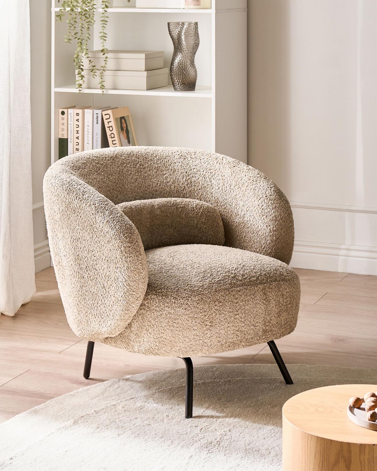 SESSEL Taupe Makela - Taupe/Schwarz, Textil (75/72/74cm) - Beliani