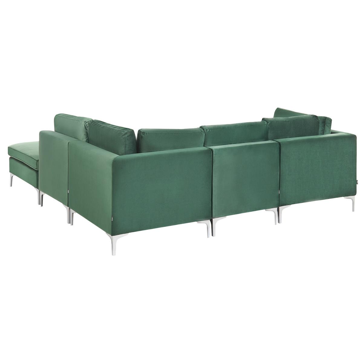 ECKSOFA Modul 4-Sitzer linksseitig Grün Samtstoff mit Ottomane Evja - Grün, Textil (235/150cm) - Beliani