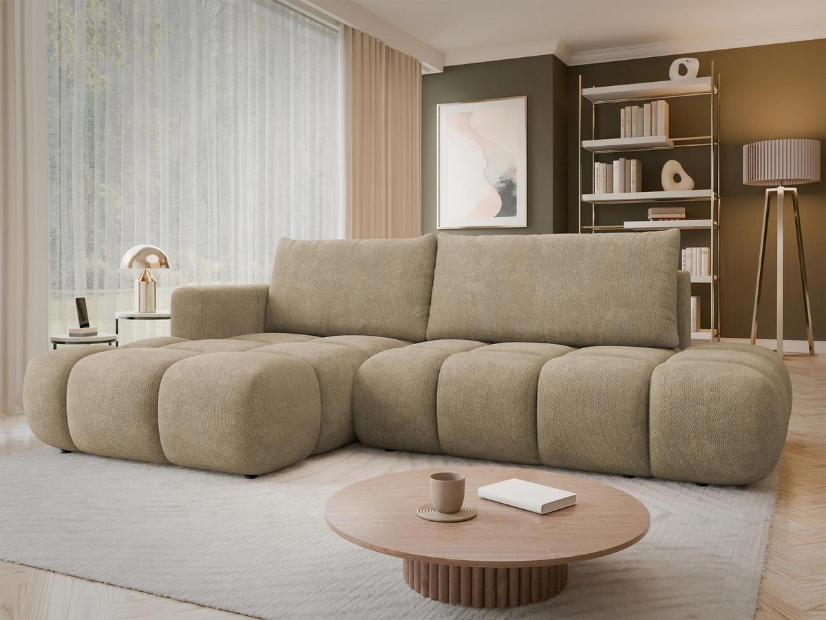 ECKSOFA Soffi, Seite: Links - Hellbraun/Schwarz, Holz/Kunststoff (283/166cm) - MIRJAN24