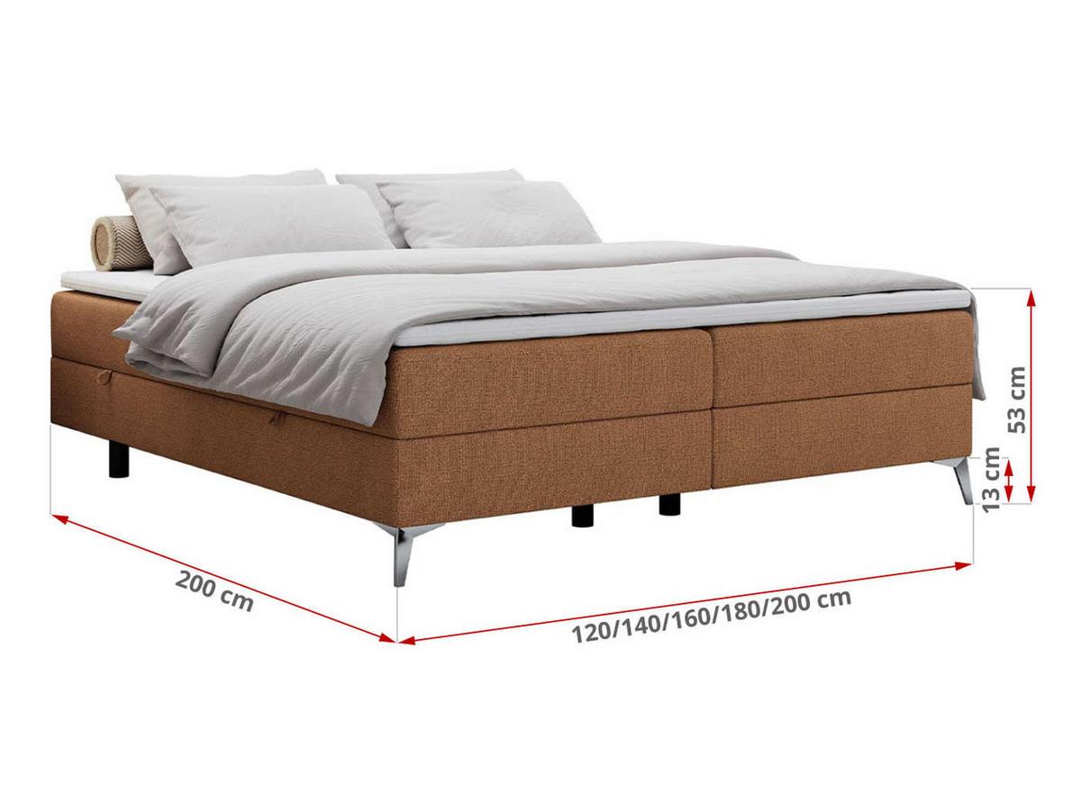 BOXBETT LESS 200/200 Orange Struktur - H3 - Orange, Holz/Textil (200/200cm) - MKS