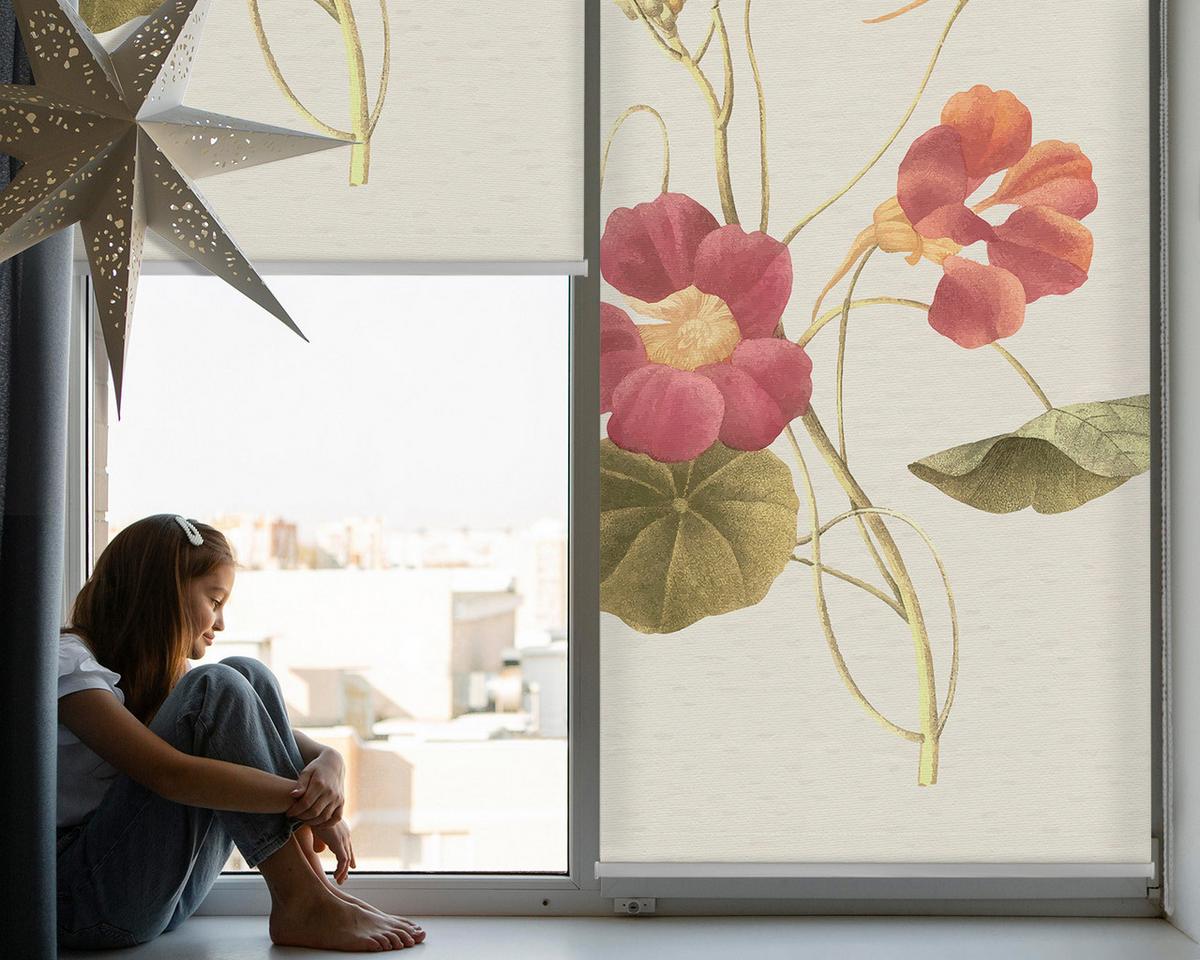 INNENROLLO - Fensterrollo - Rollo - 140x140 cm - Blume - Grau, Kunststoff (140/140/0.5cm) - TULUP