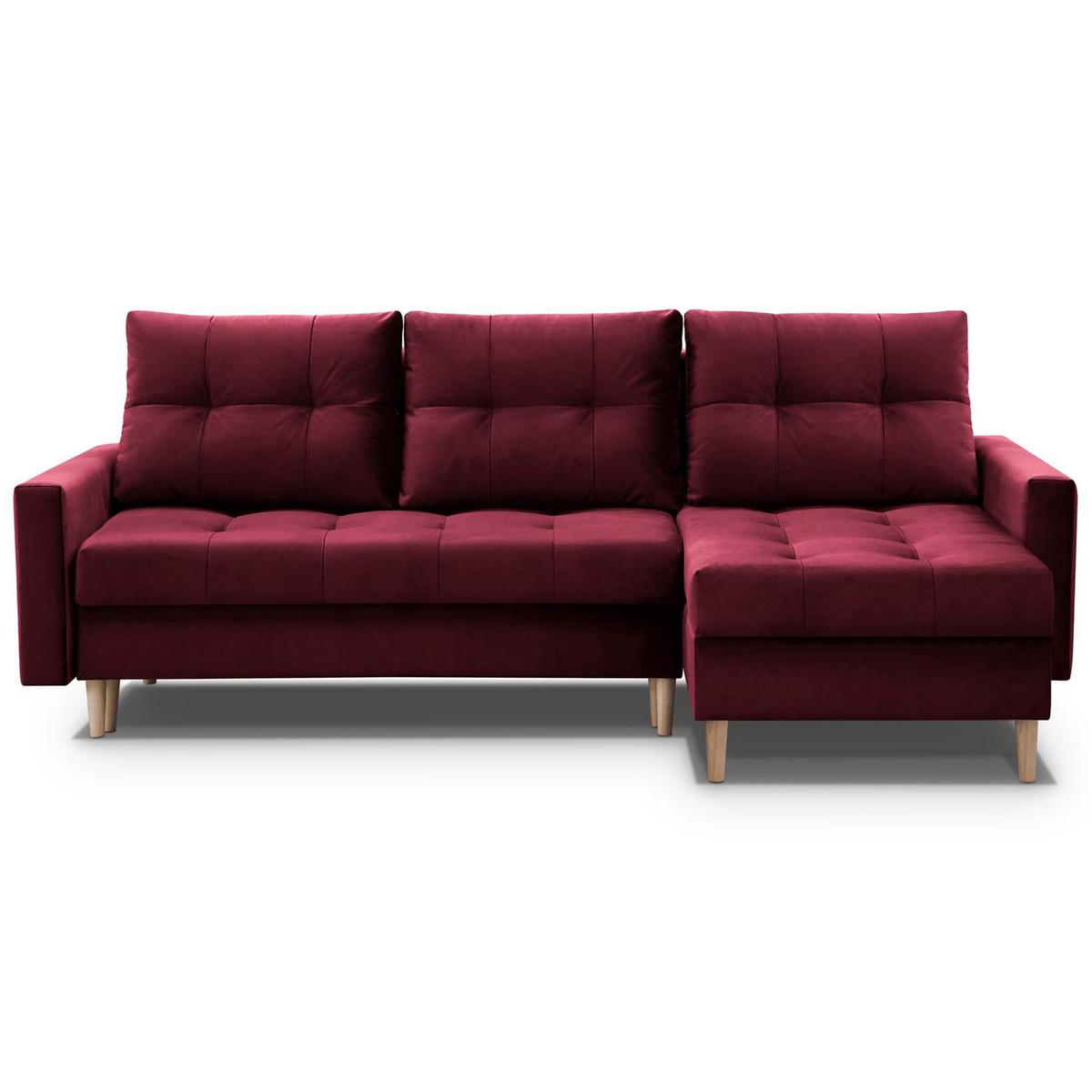 ECKSCHLAFSOFA Halant mit Bettkasten, universelle Ottomane, Veloursstoff, Bordeaux - Bordeaux, Textil (220/140cm) - Beautysofa