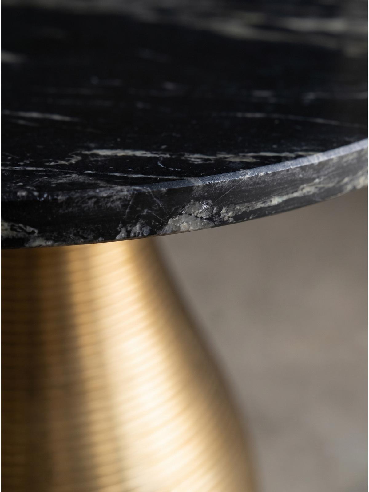 COUCHTISCH TORMES, Marmor, handgefertigt, Schwarz-Gold, Ø 60 x 40 cm - Goldfarben/Schwarz, Stein/Metall (60/60/40cm) - KADIMA DESIGN