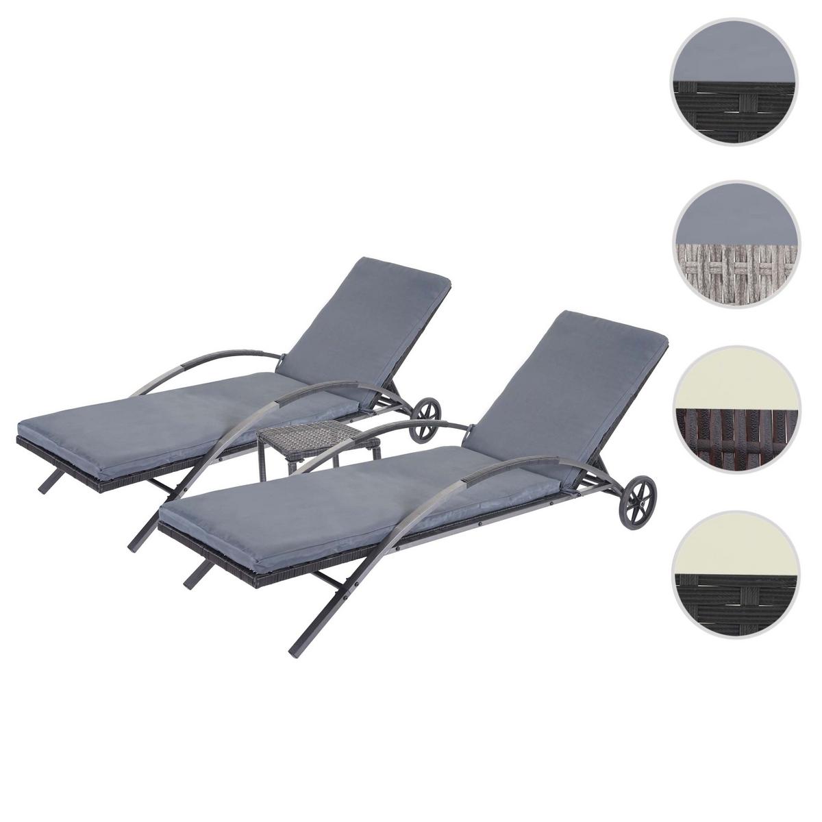 SONNENLIEGE Schwarz, Grau - Schwarz/Grau, Kunststoff (65/87/200cm) - MCW