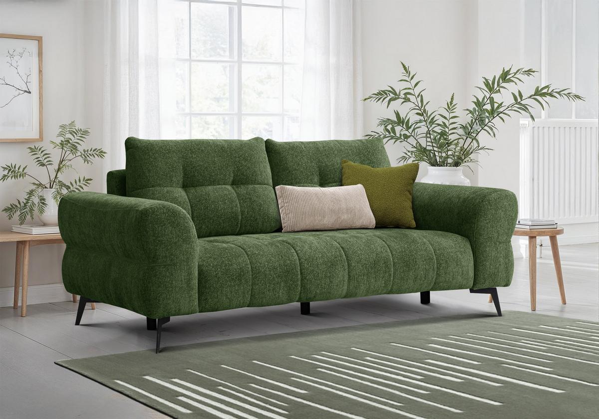 SOFA SALVINI 3-Sitzer, dunkelgrün - Dunkelgrün, Holz/Textil (237/88/99cm) - Wozimo