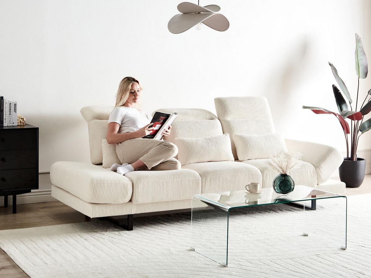 3-SITZER-SOFA Cord Hellbeige Ikast - Beige, Textil (255/87/105cm) - Beliani