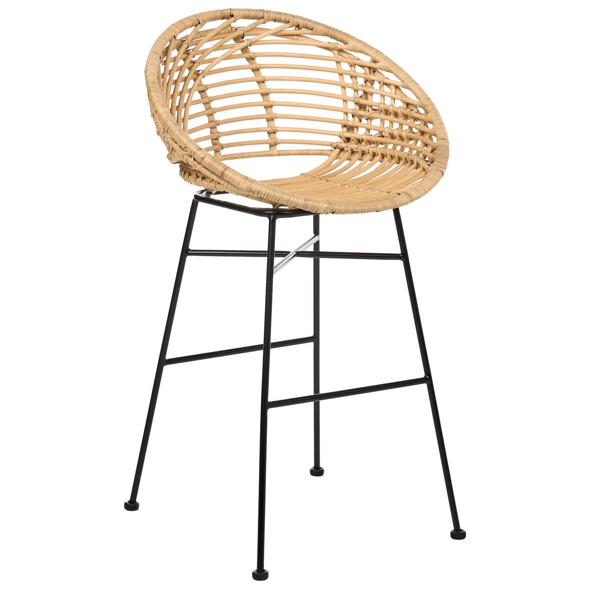 BARSTUHL 2er-Set Rattan Naturfarben Windom - Naturfarben, Naturmaterialen (56/95/51cm) - Beliani