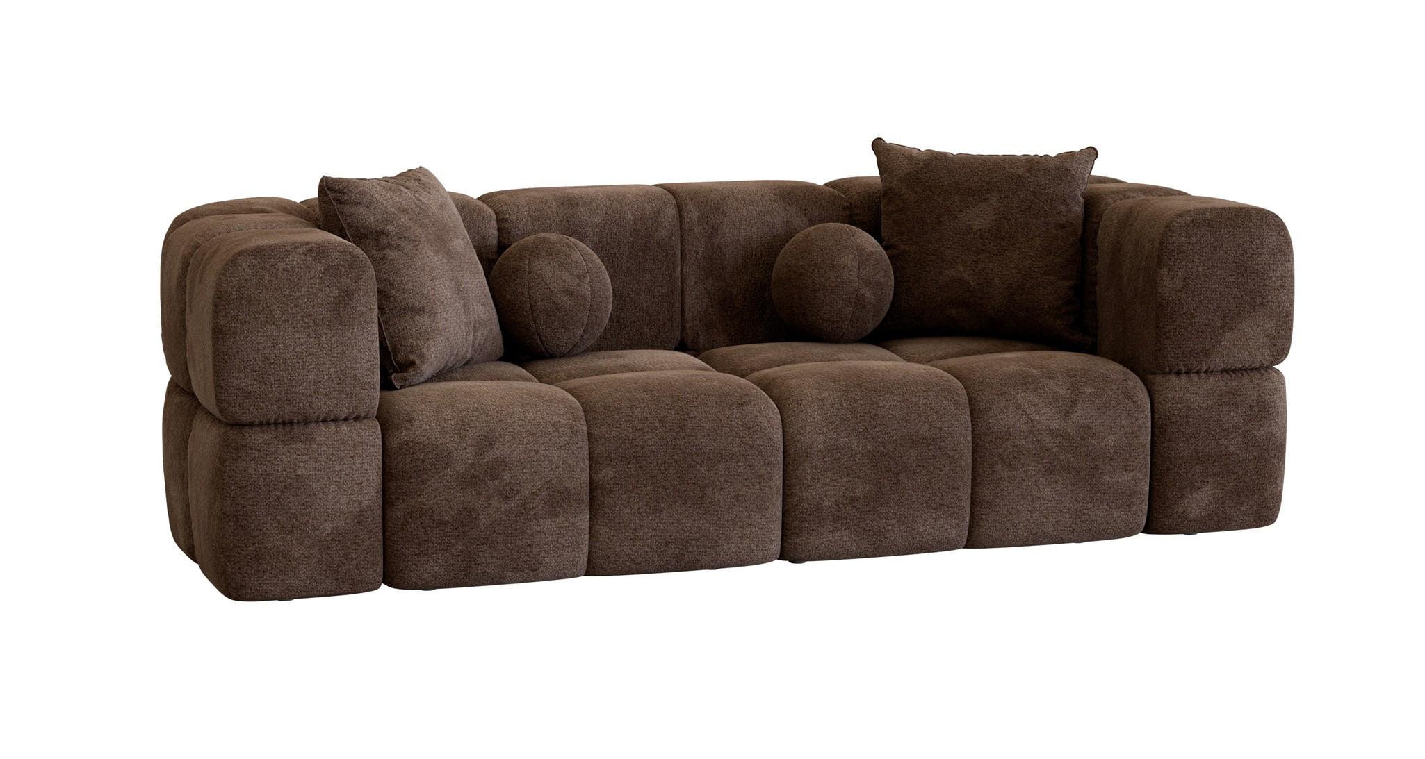 SOFA 3-sitzer Vega - Dunkelbraun, Holzwerkstoff/Textil (250/77/103cm) - Fun Möbel