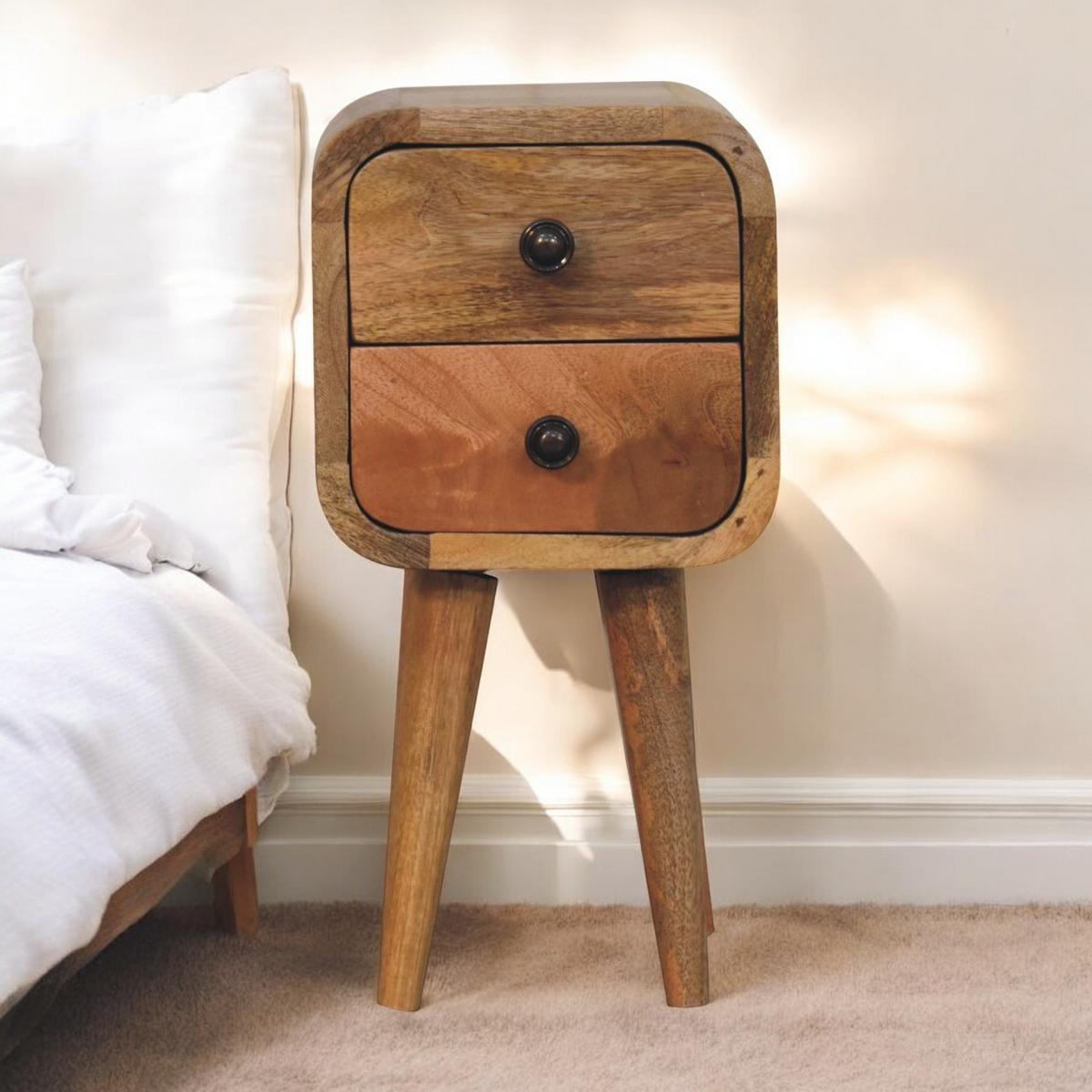 NACHTTISCH IN EICHENOPTIK, 2 SCHUBLADEN - Braun, Holz (20/40/20cm) - Artisan Furniture